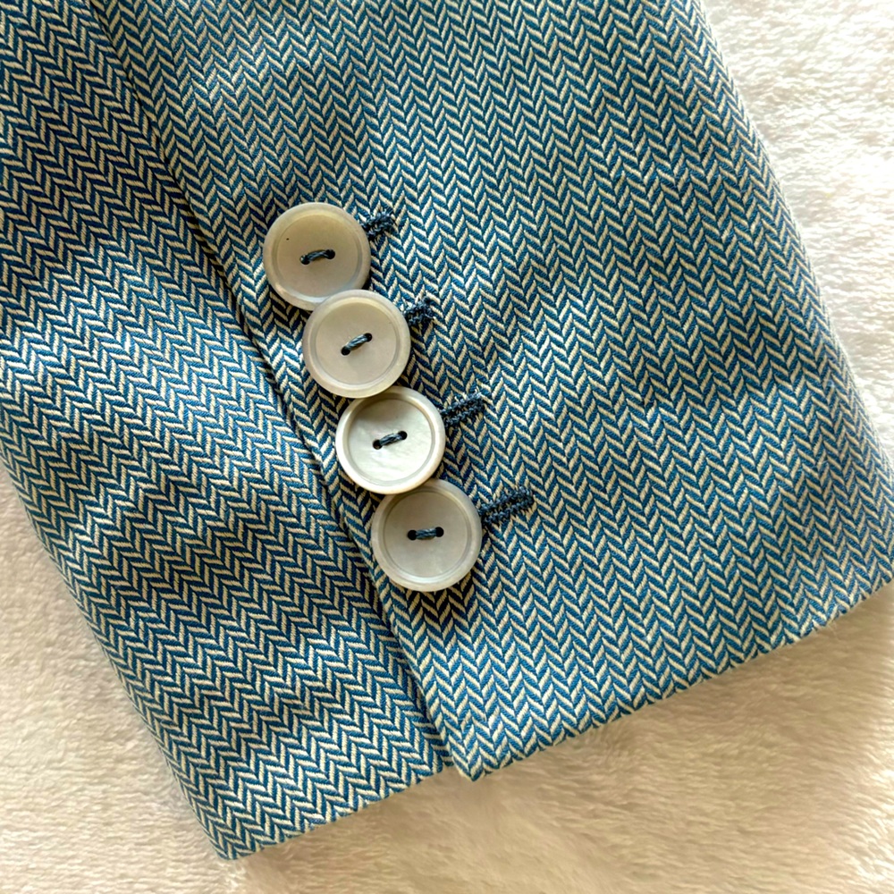 GIORGIO'S OF PALM BEACH Vintage Blue Chevron Pattern Fitted Blazer--EUC--8 - Picture 9 of 16